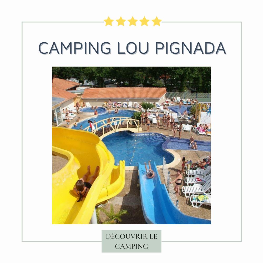 Une vue de la piscine et des toboggans du camping Lou Pignada.