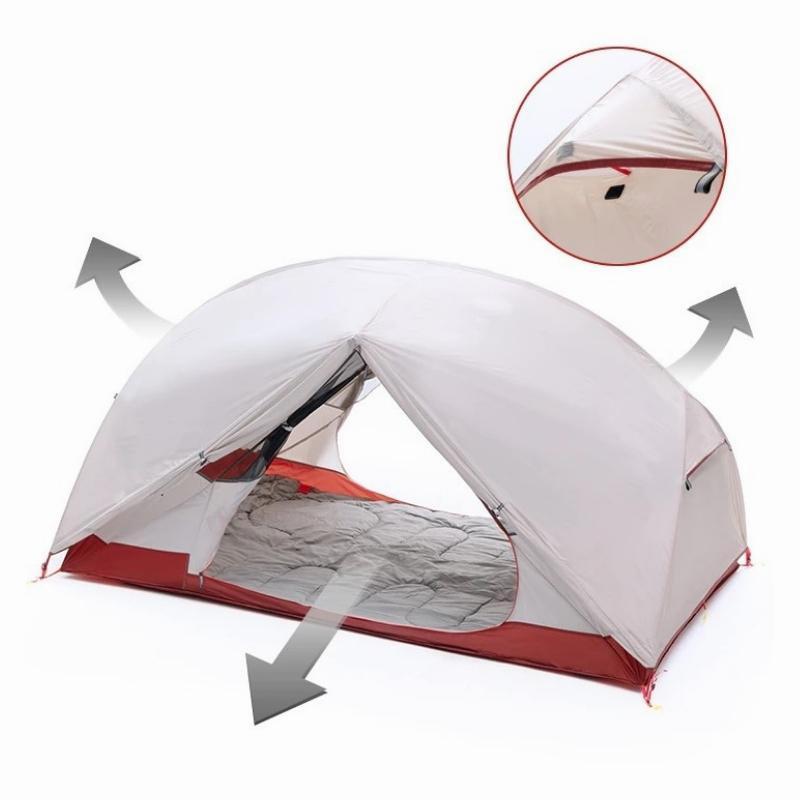 Une tente de camping légère et compacte pour deux personnes, idéale pour les randonnées et le camping.
