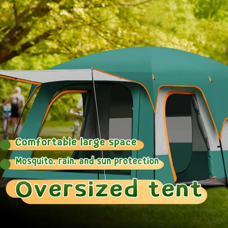 Une tente surdimensionnée avec un grand espace, une protection contre les moustiques, la pluie et le soleil.